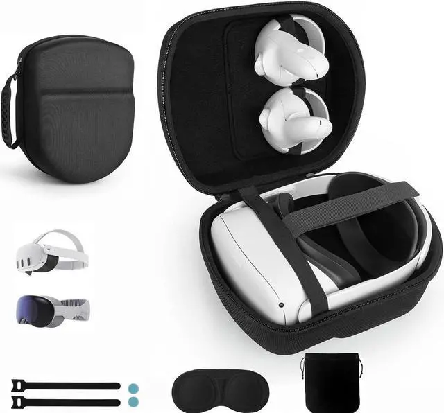Main image of BONAEVER Case for Meta Quest 3/Oculus Quest 2 Accessories/Vision Pro/Pico 4, Fit Elite Strap Battery Version/Kiwi Design/BOBOVR Head Strap, with Len Protector, Portable Hard Carrying Case Black
