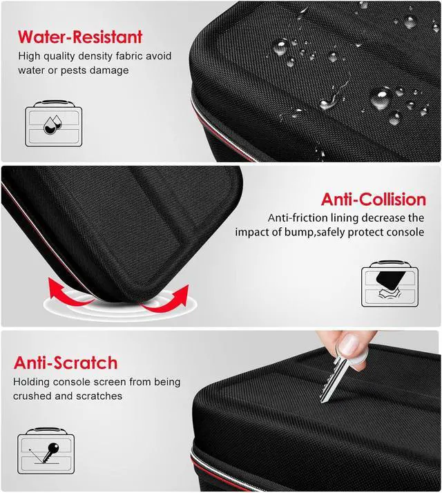 Alt view image 5 of 7 - Carrying Storage Case for Nintendo Switch/For Switch OLED Model (2021),Portable Travel All Protective Hard Messenger Bag Soft Lining 18Games for Switch Console Pro Controller Accessories Black