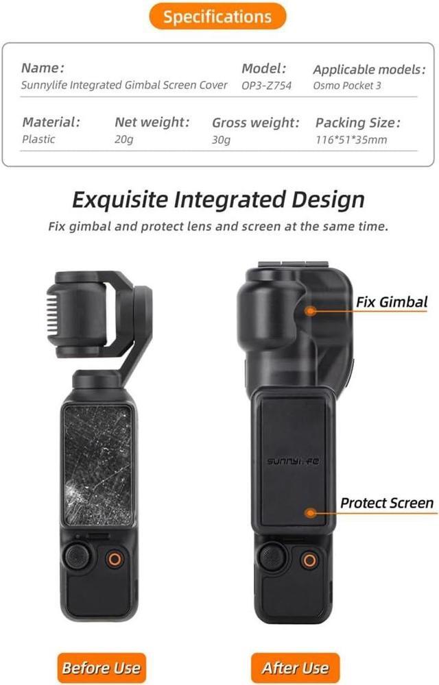 Alt view image 3 of 7 - BONAEVER Pocket 3 Protective Case Cover for DJI Osmo Pocket 3, Gimbal Protector Lens Screen Protective Cover for DJI Osmo Pocket 3 Accessories