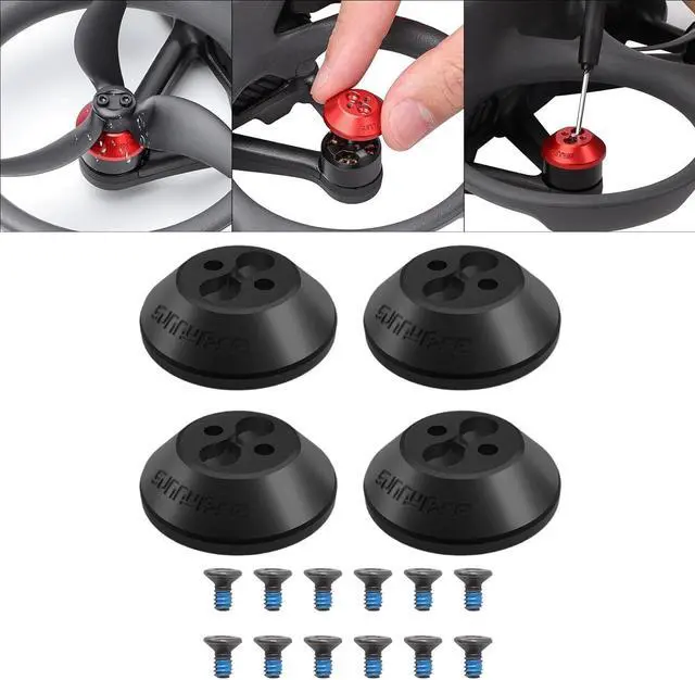 Alt view image 2 of 7 - BONAEVER 4 Pieces Motor Protection Cover Anti Collision Dustproof Waterproof Motor Cover Caps Metal Upgrade, for Drone Accessory, Black