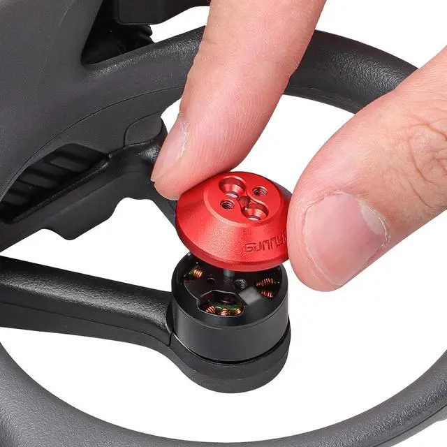 Alt view image 6 of 6 - BONAEVER 4 Pieces Motor Protection Cover Anti Collision Dustproof Waterproof Motor Cover Caps Metal Upgrade, for Drone Accessory, Black Red