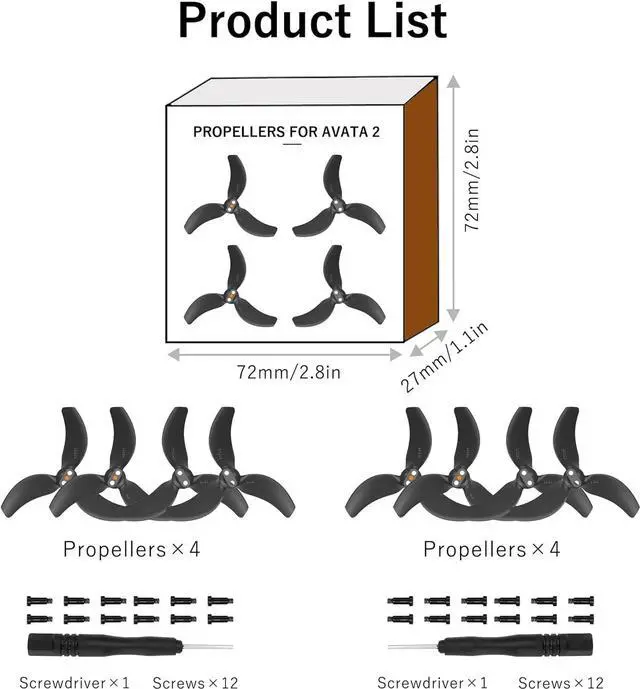 Alt view image 7 of 7 - BONAEVER 8Pcs Avata 2 Propellers Replacement Prop Blades 3032S Low Noise Wings for DJI Avata 2 Drone Accessories Black Tips