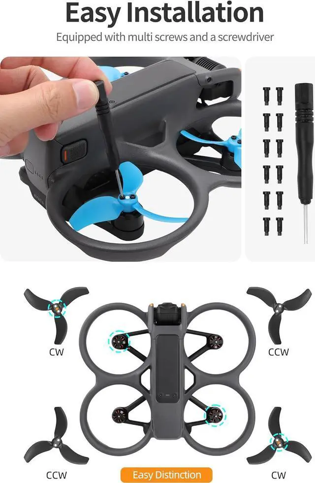 Alt view image 3 of 7 - BONAEVER 8Pcs Avata 2 Propellers Replacement Prop Blades 3032S Low Noise Wings for DJI Avata 2 Drone Accessories Red/Blue Tips