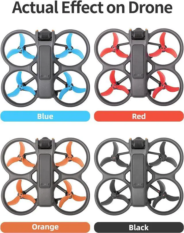 Alt view image 4 of 7 - BONAEVER 8Pcs Avata 2 Propellers Replacement Prop Blades 3032S Low Noise Wings for DJI Avata 2 Drone Accessories Red/Blue Tips