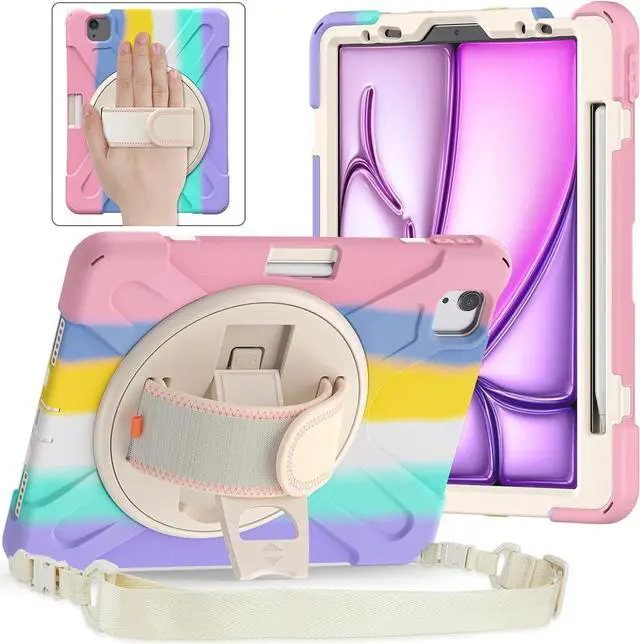 Main image of For iPad Air 13 inch 2025 2024 M2, iPad Pro 12.9 inch 2022 2021 2020 2018 Shockproof Cover with Pen Holder Stand /Shoulder Strap For iPad Air 13" 2025 2024, iPad Pro 12.9 6th 5th 4th 3rd Gen