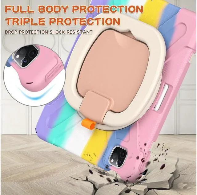 Alt view image 5 of 7 - BONAEVER Case for iPad Air 11 inch 2025 2024 M3 M2, iPad Air 5 Air 4 10.9 inch 2022 2020, iPad Pro 11 Inch 2022 2021 2020 2018 Shockproof Cover with Pencil Holder, Stand and Shoulder Strap Pink
