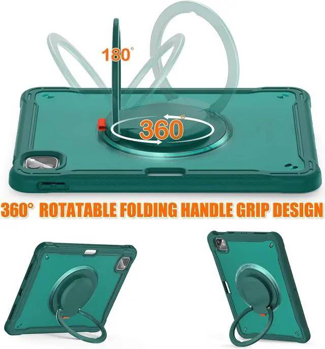 Alt view image 2 of 6 - BONAEVER Case for iPad Air 11 inch 7th Gen 6th Gen 2025 2024 M3 M2, iPad Air 5 Air 4 10.9 inch 2022 2020, iPad Pro 11 inch 4th 3rd 2nd 1st Gen Shockproof Cover with Pencil Holder Stand Shoulder Strap