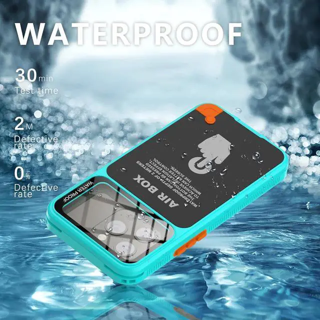 Alt view image 5 of 7 - Waterproof Case for iPhone 15 15 Pro 14 14 Pro 13 13 Pro 12 12 Pro 6.1 inch [Built-in Screen Protector] [Full Body Shockproof] [IP68 Underwater] [Dustproof] [Dropproof] Protective Phone Cover Blue