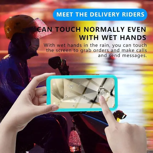 Alt view image 3 of 7 - Waterproof Case for iPhone 15 15 Pro 14 14 Pro 13 13 Pro 12 12 Pro 6.1 inch [Built-in Screen Protector] [Full Body Shockproof] [IP68 Underwater] [Dustproof] [Dropproof] Protective Phone Cover Blue