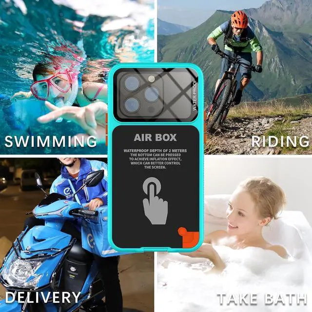 Alt view image 7 of 7 - Waterproof Case for iPhone 15 15 Pro 14 14 Pro 13 13 Pro 12 12 Pro 6.1 inch [Built-in Screen Protector] [Full Body Shockproof] [IP68 Underwater] [Dustproof] [Dropproof] Protective Phone Cover Blue