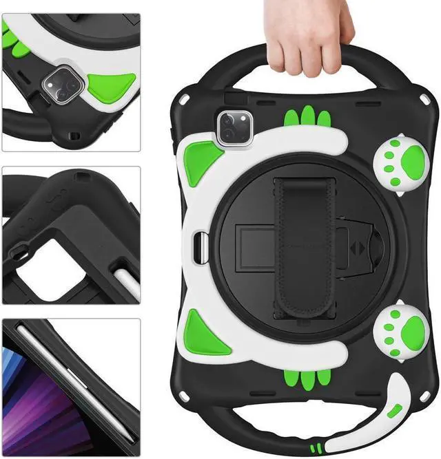 Alt view image 7 of 7 - Kids Case for iPad Air 11 inch 2025 M3 2024 M2, iPad Air 5 Air 4 10.9 inch 2022 2020, iPad Pro 11 4th 3rd 2nd 1st Gen 2022 - 2018, Shockproof Protective Cover with Pen Holder Stand Hand/Shoulder Strap