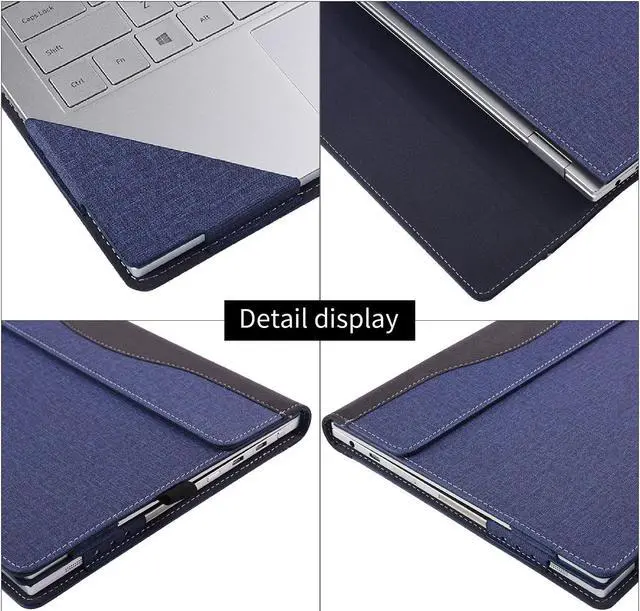 Alt view image 3 of 7 - BONAEVER Laptop Case for Microsoft Surface Laptop 6 / Laptop 5 / Laptop 4 / Laptop 3 / Laptop 2 / Laptop 1 15 inch PU Leather Protective Cover with Stand / Pencil Holder Blue