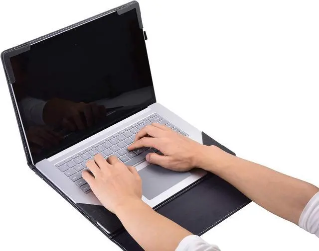 Alt view image 4 of 7 - BONAEVER Laptop Case for Microsoft Surface Laptop 6 / Laptop 5 / Laptop 4 / Laptop 3 / Laptop 2 / Laptop 1 15 inch PU Leather Protective Cover with Pencil Holder