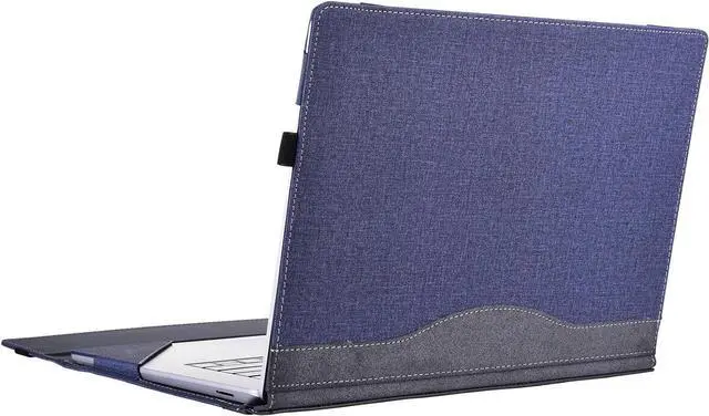 Alt view image 2 of 6 - BONAEVER Laptop Case for Microsoft Surface Laptop 6 / Laptop 5 / Laptop 4 / Laptop 3 / Laptop 2 / Laptop 1 15 inch PU Leather Protective Cover with Pencil Holder Blue
