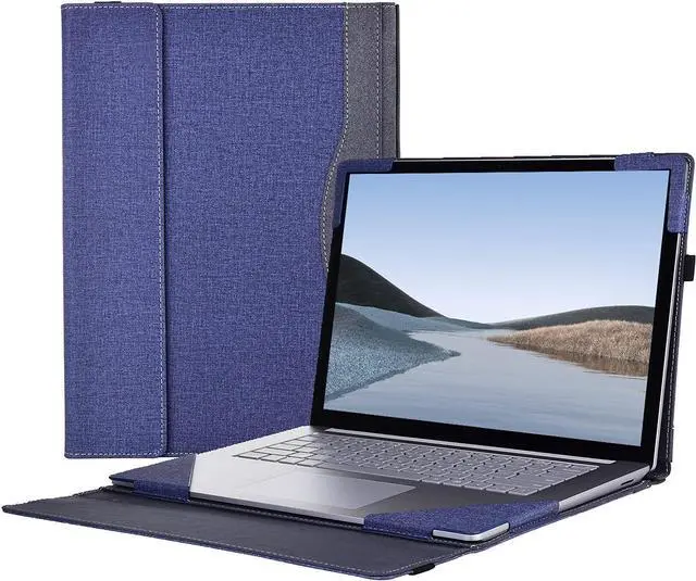 Main image of BONAEVER Laptop Case for Microsoft Surface Laptop 6 / Laptop 5 / Laptop 4 / Laptop 3 / Laptop 2 / Laptop 1 15 inch PU Leather Protective Cover with Pencil Holder Blue