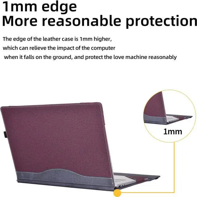 Alt view image 5 of 7 - BONAEVER Laptop Case for Microsoft Surface Laptop 6 / Laptop 5 / Laptop 4 / Laptop 3 / Laptop 2 / Laptop 1 15 inch PU Leather Protective Cover with Pencil Holder Wine Red