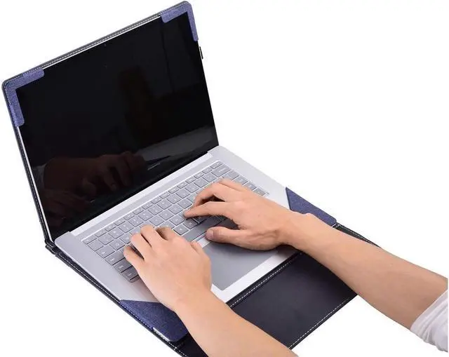 Alt view image 4 of 6 - BONAEVER Laptop Case for 13.5 inch Microsoft Surface Laptop 6 / Laptop 5 / Laptop 4 / Laptop 3 / Laptop 2 / Laptop 1 PU Leather Protective Cover with Pencil Holder Blue