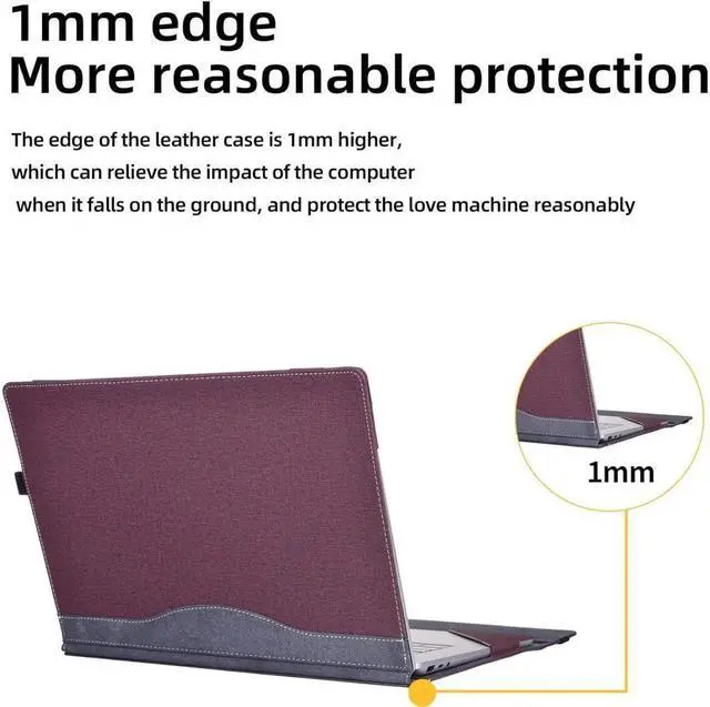 Alt view image 4 of 7 - BONAEVER Laptop Case for 13.5 inch Microsoft Surface Laptop 6 / Laptop 5 / Laptop 4 / Laptop 3 / Laptop 2 / Laptop 1 PU Leather Protective Cover with Pencil Holder Wine Red