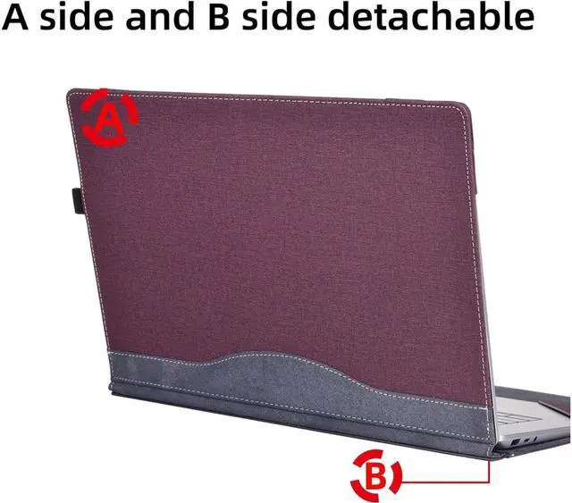 Alt view image 6 of 7 - BONAEVER Laptop Case for 13.5 inch Microsoft Surface Laptop 6 / Laptop 5 / Laptop 4 / Laptop 3 / Laptop 2 / Laptop 1 PU Leather Protective Cover with Pencil Holder Wine Red