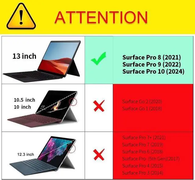 Alt view image 2 of 7 - BONAEVER Case for 13 Inch Microsoft Surface Pro 10 2024, Surface Pro 9 2022, Surface Pro 8 2021 Multiple Angle Viewing Portfolio Business Cover with Stylus Holder, Compatible with Type Cover Keyboard