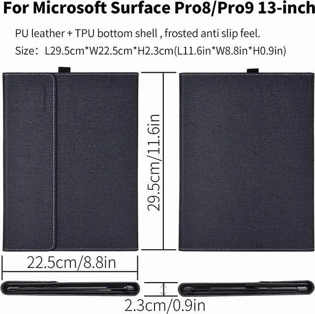 Alt view image 6 of 7 - BONAEVER Case for 13 Inch Microsoft Surface Pro 10 2024, Surface Pro 9 2022, Surface Pro 8 2021 Multiple Angle Viewing Portfolio Business Cover with Stylus Holder, Compatible with Type Cover Keyboard