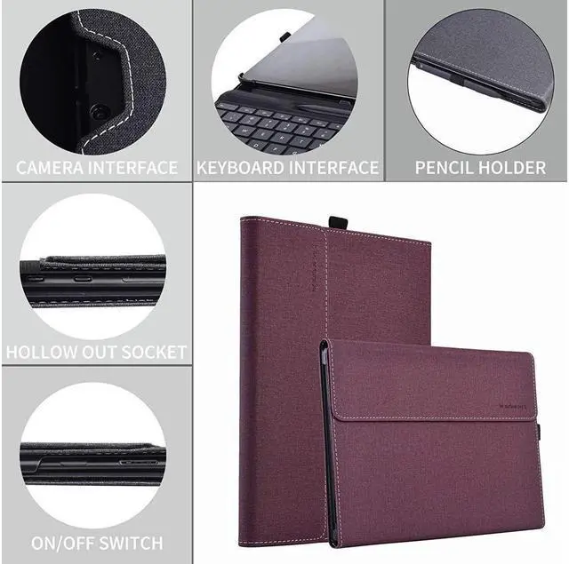 Alt view image 7 of 7 - BONAEVER Case for 13 Inch Microsoft Surface Pro 10 2024, Surface Pro 9 2022, Surface Pro 8 2021 Multiple Angle Viewing Portfolio Business Cover with Stylus Holder, Compatible with Type Cover Keyboard