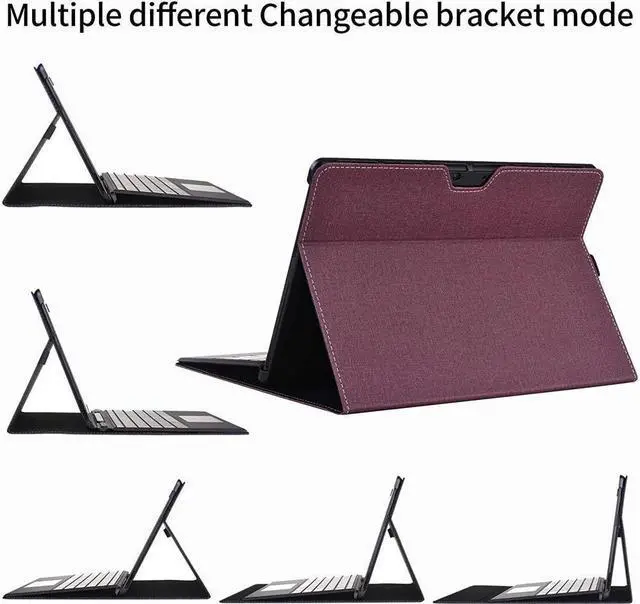 Alt view image 3 of 7 - BONAEVER Case for 13 Inch Microsoft Surface Pro 10 2024, Surface Pro 9 2022, Surface Pro 8 2021 Multiple Angle Viewing Portfolio Business Cover with Stylus Holder, Compatible with Type Cover Keyboard