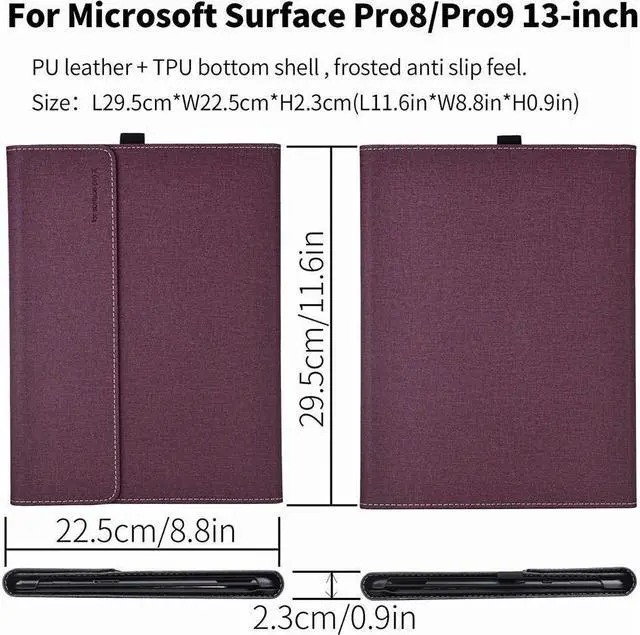 Alt view image 6 of 7 - BONAEVER Case for 13 Inch Microsoft Surface Pro 10 2024, Surface Pro 9 2022, Surface Pro 8 2021 Multiple Angle Viewing Portfolio Business Cover with Stylus Holder, Compatible with Type Cover Keyboard