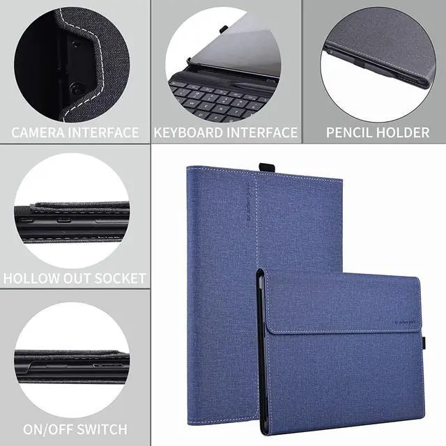 Alt view image 7 of 7 - BONAEVER Case for 13 Inch Microsoft Surface Pro 10 2024, Surface Pro 9 2022, Surface Pro 8 2021 Multiple Angle Viewing Portfolio Business Cover with Stylus Holder, Compatible with Type Cover Keyboard
