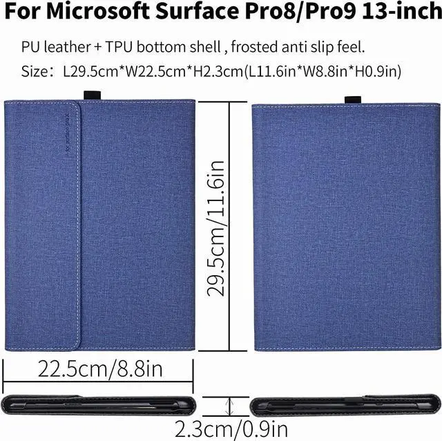 Alt view image 6 of 7 - BONAEVER Case for 13 Inch Microsoft Surface Pro 10 2024, Surface Pro 9 2022, Surface Pro 8 2021 Multiple Angle Viewing Portfolio Business Cover with Stylus Holder, Compatible with Type Cover Keyboard