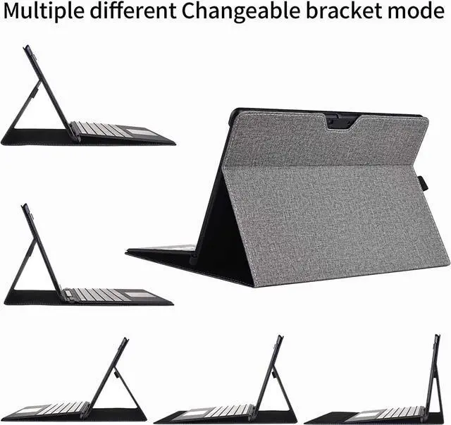 Alt view image 4 of 7 - BONAEVER Case for 13 Inch Microsoft Surface Pro 10 2024, Surface Pro 9 2022, Surface Pro 8 2021 Multiple Angle Viewing Portfolio Business Cover with Stylus Holder, Compatible with Type Cover Keyboard