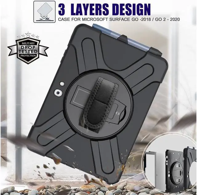 Alt view image 6 of 7 - BONAEVER Case for Microsoft Surface Go 4 10.5 Inch 2023 / Surface Go 3 10.5 inch 2021 / Surface Go 2 10.5 inch 2020 / Surface Go 10 inch 2018 with with Pen Holder Shoulder Strap