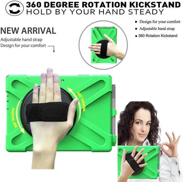 Alt view image 3 of 7 - BONAEVER Case for Microsoft Surface Go 4 10.5 Inch 2023 / Surface Go 3 10.5 inch 2021 / Surface Go 2 10.5 inch 2020 / Surface Go 10 inch 2018 with with Pen Holder Shoulder Strap Green