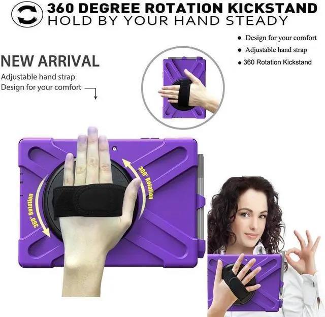 Alt view image 5 of 7 - BONAEVER Case for Microsoft Surface Go 4 10.5 Inch 2023 / Surface Go 3 10.5 inch 2021 / Surface Go 2 10.5 inch 2020 / Surface Go 10 inch 2018 with with Pen Holder Shoulder Strap Purple