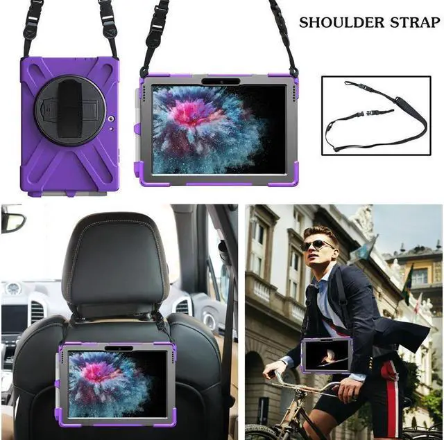 Alt view image 3 of 7 - BONAEVER Case for Microsoft Surface Go 4 10.5 Inch 2023 / Surface Go 3 10.5 inch 2021 / Surface Go 2 10.5 inch 2020 / Surface Go 10 inch 2018 with with Pen Holder Shoulder Strap Purple