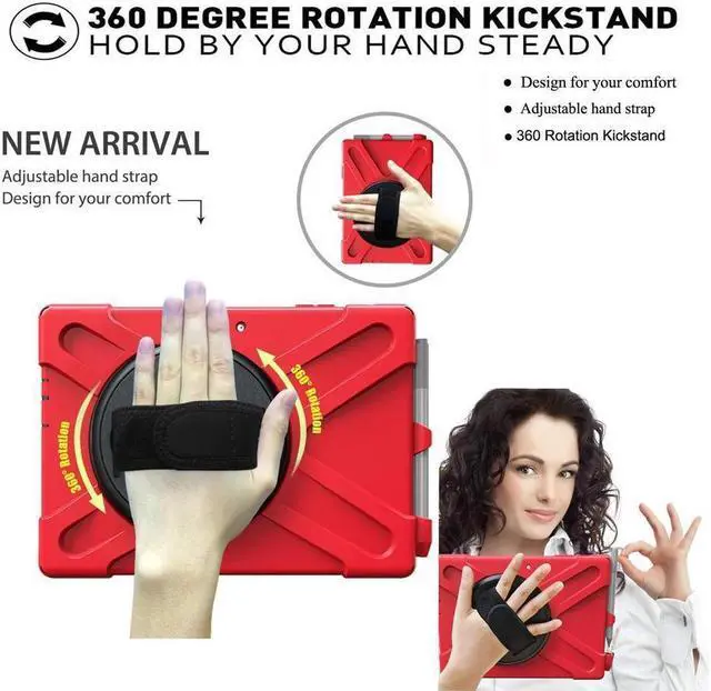 Alt view image 3 of 7 - BONAEVER Case for Microsoft Surface Go 4 10.5 Inch 2023 / Surface Go 3 10.5 inch 2021 / Surface Go 2 10.5 inch 2020 / Surface Go 10 inch 2018 with with Pen Holder Shoulder Strap Red