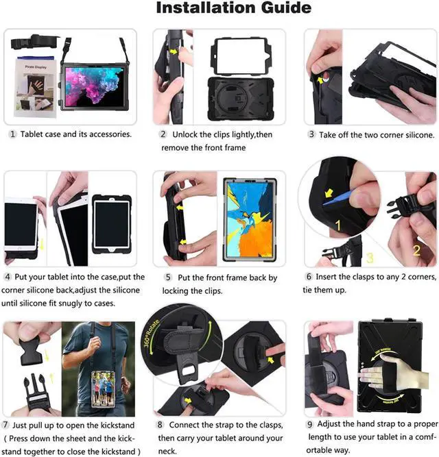 Alt view image 7 of 7 - BONAEVER Case for Microsoft Surface Go 4 10.5 Inch 2023 / Surface Go 3 10.5 inch 2021 / Surface Go 2 10.5 inch 2020 / Surface Go 10 inch 2018 with with Pen Holder Shoulder Strap Red