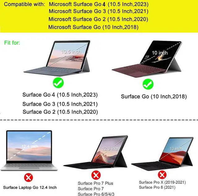 Alt view image 2 of 7 - BONAEVER Case for Microsoft Surface Go 4 10.5 Inch 2023 / Surface Go 3 10.5 inch 2021 / Surface Go 2 10.5 inch 2020 / Surface Go 10 inch 2018 with with Pen Holder Shoulder Strap Red