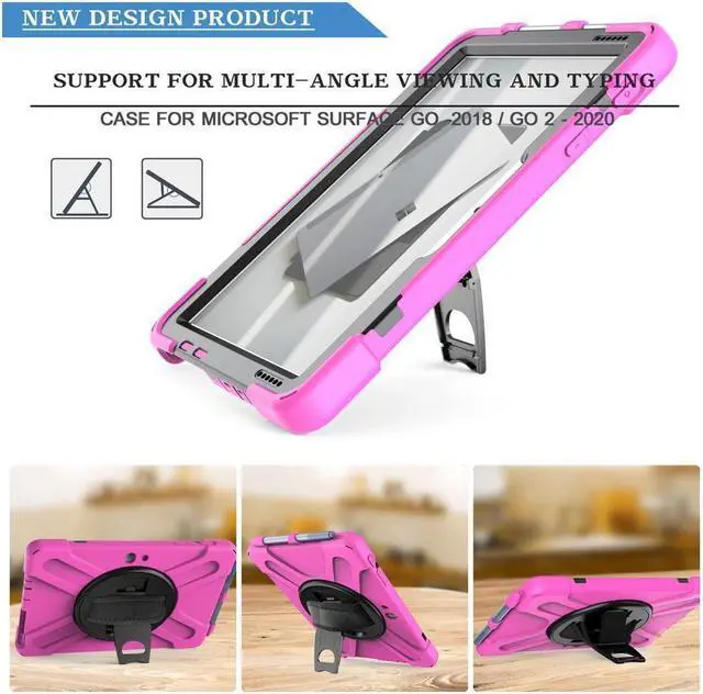 Alt view image 4 of 7 - BONAEVER Case for Microsoft Surface Go 4 10.5 Inch 2023 / Surface Go 3 10.5 inch 2021 / Surface Go 2 10.5 inch 2020 / Surface Go 10 inch 2018 with with Pen Holder Shoulder Strap Rose Red