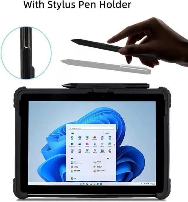 Alt view image 4 of 7 - BONAEVER Shockproof Protective Case for Microsoft Surface Go 4 2023 / Surface Go 3 2021 / Surface Go 2 2020 / Surface Go 2018 with Stand, Hand/ Shoulder Strap Strap, Pen Holder