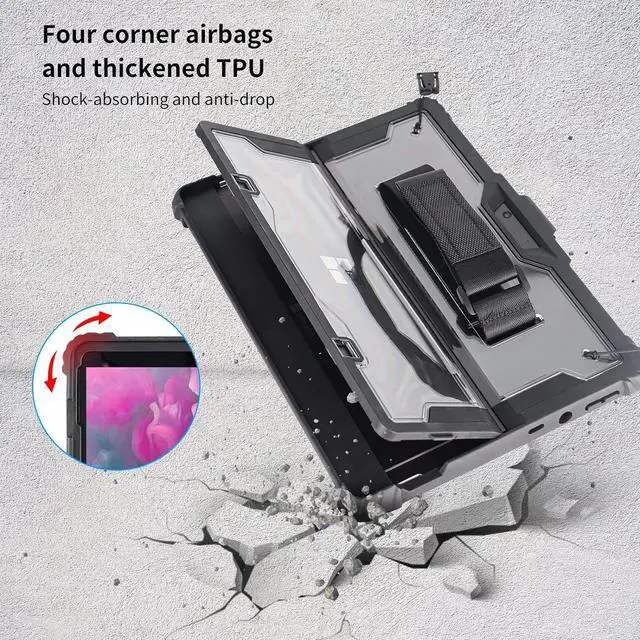 Alt view image 6 of 7 - BONAEVER Shockproof Protective Case for Microsoft Surface Go 4 2023 / Surface Go 3 2021 / Surface Go 2 2020 / Surface Go 2018 with Stand, Hand/ Shoulder Strap Strap, Pen Holder