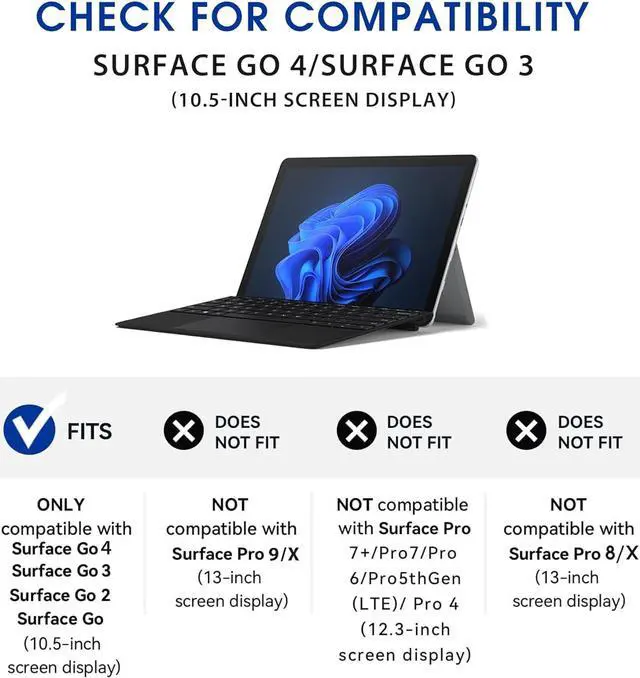 Alt view image 2 of 7 - BONAEVER Shockproof Protective Case for Microsoft Surface Go 4 2023 / Surface Go 3 2021 / Surface Go 2 2020 / Surface Go 2018 with Stand, Hand/ Shoulder Strap Strap, Pen Holder