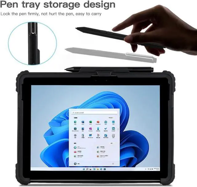Alt view image 2 of 7 - BONAEVER Shockproof Protective Case for 13 inch Microsoft Surface Pro 10 2024 / Surface Pro 9 2022 with Stand, Hand/Shoulder Strap Strap, Pen Holder