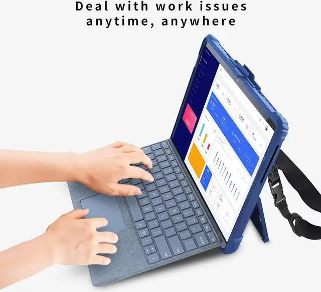 Alt view image 5 of 7 - BONAEVER Shockproof Protective Case for 13 inch Microsoft Surface Pro 10 2024 / Surface Pro 9 2022 with Stand, Hand/Shoulder Strap Strap, Pen Holder Blue