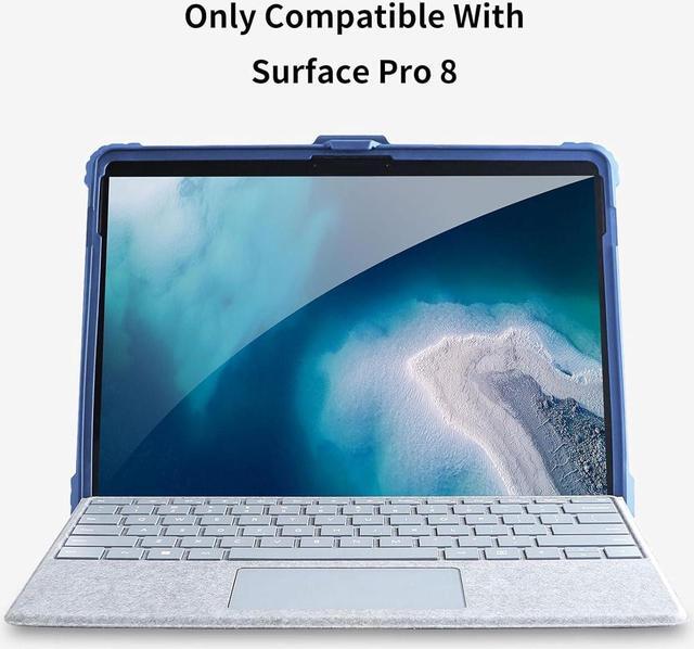 Alt view image 7 of 7 - BONAEVER Shockproof Protective Case for Microsoft Surface Pro 8 13 inch 2021 with Stand, Hand/ Shoulder Strap Strap, Pen Holder Blue