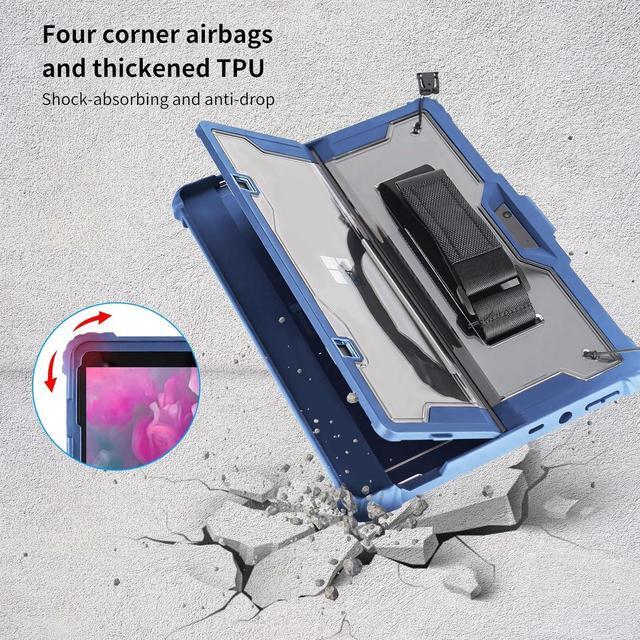 Alt view image 5 of 7 - BONAEVER Shockproof Protective Case for Microsoft Surface Pro 8 13 inch 2021 with Stand, Hand/ Shoulder Strap Strap, Pen Holder Blue