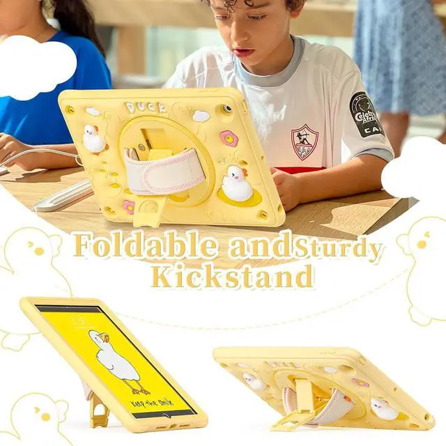 Alt view image 2 of 7 - BONAEVER Kids Case for iPad 9th 8th 7th Gen 10.2 inch 2021 2020 2019 with Portable Hybrid ShockProof Cover with Hand/Shoulder Strap, Rotating Stand, Pencil Holder