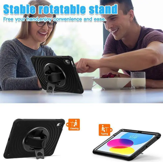 Alt view image 5 of 7 - BONAEVER Case for iPad (A16) 11th Generation 11 Inch 2025, iPad 10th Generation 10.9 inch 2022, Military Grade Heavy Duty Silicone Protective Cover + Pen Holder+ Rotating Stand+ Handle+ Shoulder Strap