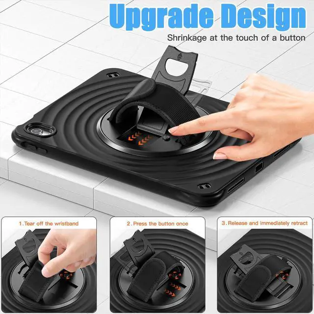 Alt view image 7 of 7 - BONAEVER Case for iPad (A16) 11th Generation 11 Inch 2025, iPad 10th Generation 10.9 inch 2022, Military Grade Heavy Duty Silicone Protective Cover + Pen Holder+ Rotating Stand+ Handle+ Shoulder Strap