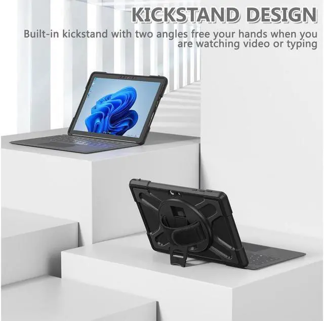 Alt view image 3 of 7 - BONAEVER Case For Microsoft Surface Go 4 2023 / Surface Go 3 2021 / Surface Go 2 2020 / Surface Go 2018 Shockproof Cover with Stand and Shouder Strap,Pen Holder, Stylus Pen, Screen Protector